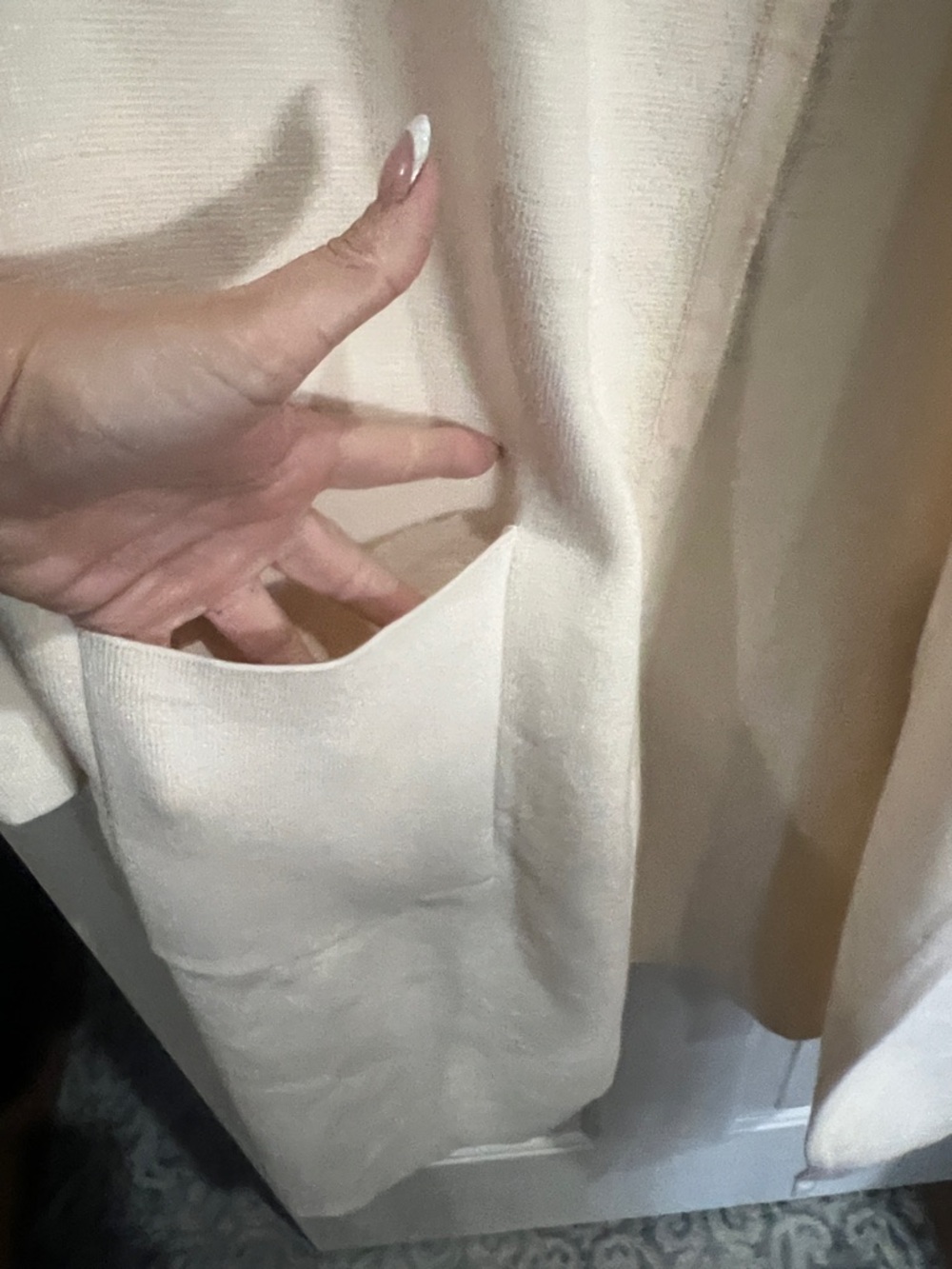 Anrabess Cream Open-Front Long Cardigan Sweater - Picture 4 of 9